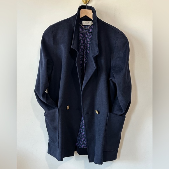 Vintage Gold Button Double Breasted Navy Cocoon Peacoat Size Large - Picture 5 of 11